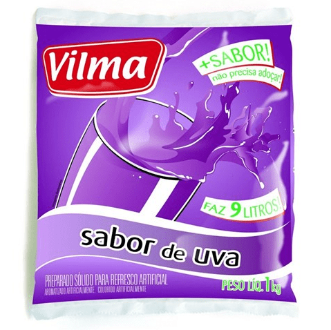 Refresco em Pó Sabor Uva Vilma 1kg - 5 Unidades